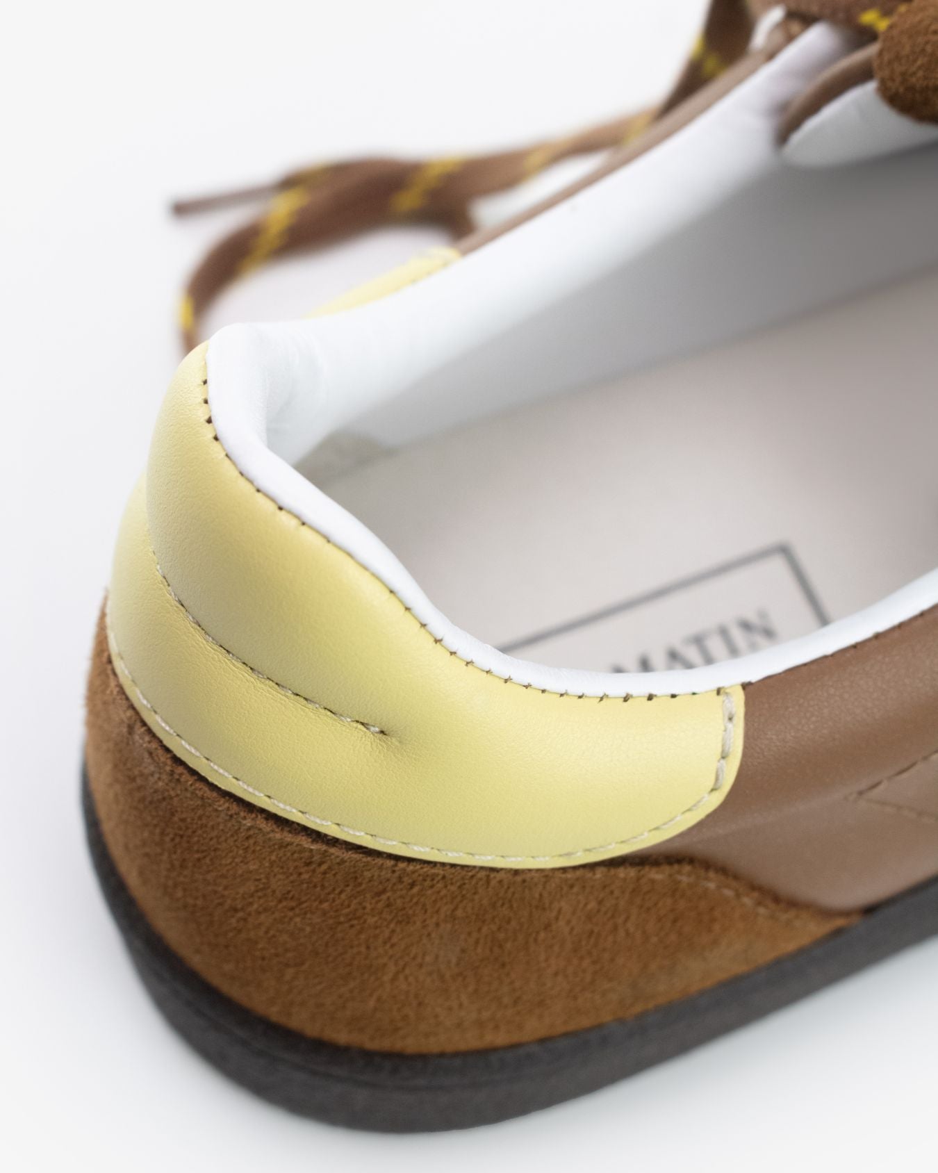 Hera Low Top Trainers - Tan Brown Leather, Suede & Butter Yellow Leather