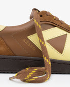 Hera Low Top Trainers - Tan Brown Leather, Suede & Butter Yellow Leather