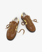 Hera Low Top Trainers - Tan Brown Leather, Suede & Butter Yellow Leather