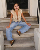 Hera Low Top Trainers - Tan Brown Leather, Suede & Butter Yellow Leather
