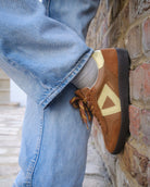 Hera Low Top Trainers - Tan Brown Leather, Suede & Butter Yellow Leather