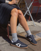 Hera Low Top Trainers - Midnight Blue Nubuck & Stone Leather