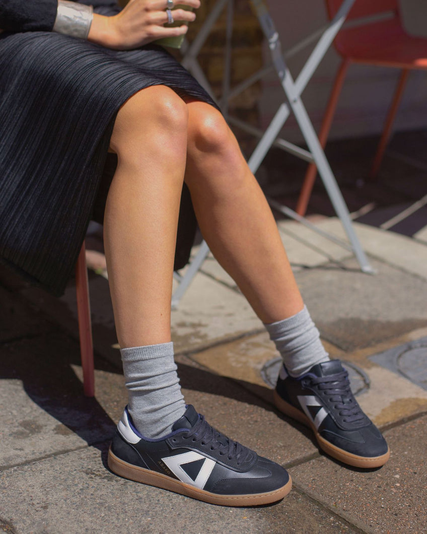 Hera Low Top Trainers - Midnight Blue Nubuck & Stone Leather