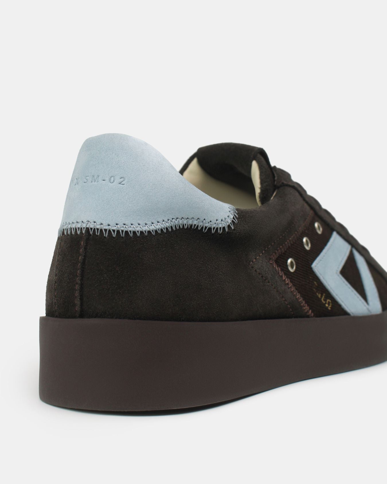 Nyx 02 Low Top Trainers - Chocolate Brown Suede & Sky Blue Nubuck Leather