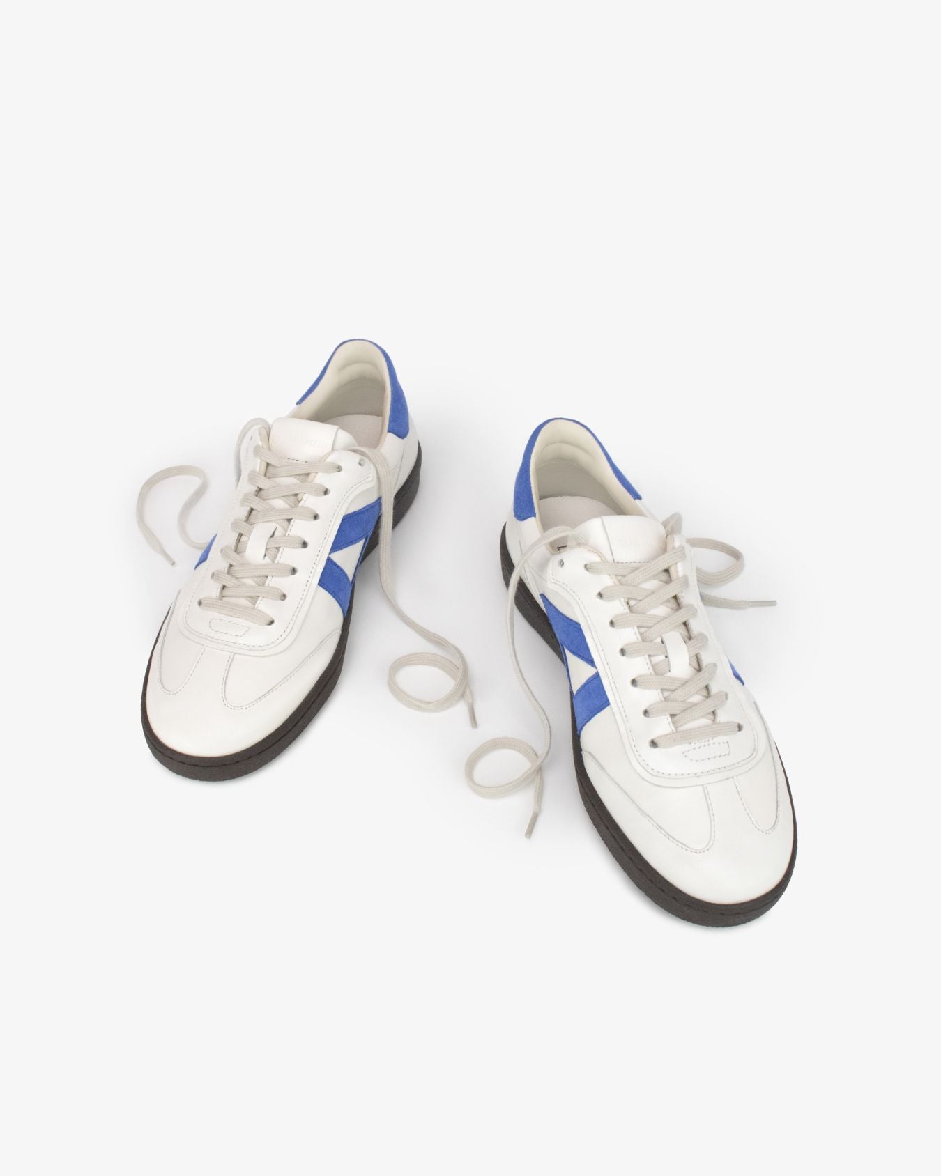 Hera Low Top Trainers - Patent Stone Leather & Cobalt Blue Suede