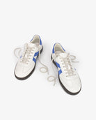 Hera Low Top Trainers - Patent Stone Leather & Cobalt Blue Suede