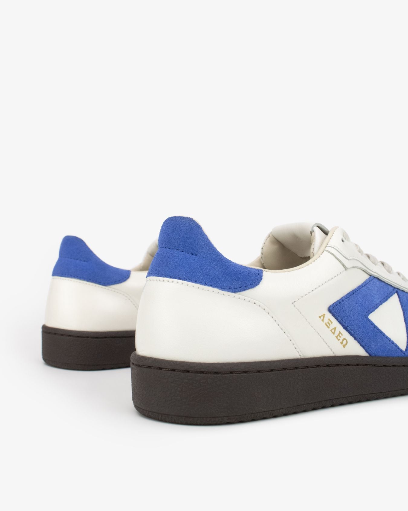 Hera Low Top Trainers - Patent Stone Leather & Cobalt Blue Suede