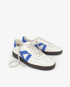 Hera Low Top Trainers - Patent Stone Leather & Cobalt Blue Suede