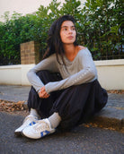 Hera Low Top Trainers - Patent Stone Leather & Cobalt Blue Suede