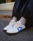Hera Low Top Trainers - Patent Stone Leather & Cobalt Blue Suede