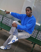 Hera Low Top Trainers - Patent Stone Leather & Cobalt Blue Suede