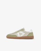 Hera Low Top Trainers - Taupe Leather, Olive Green Suede & Stone Leather