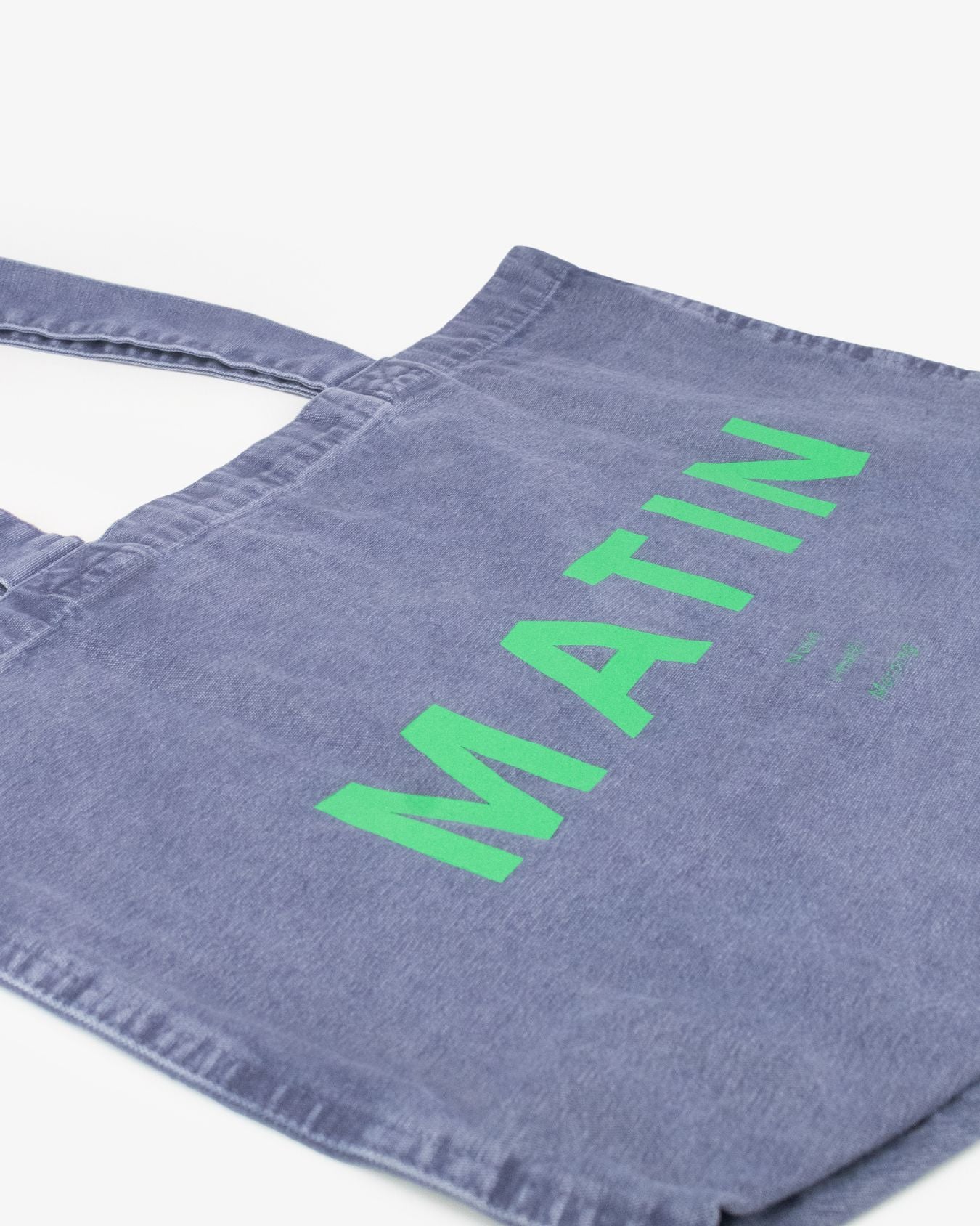 Sans Matin Tote Bag - Denim Blue Recycled Cotton & Jade Green Print