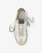 Leto Low Top Trainers - Stone Leather, Suede & Denim Blue Nubuck Leather