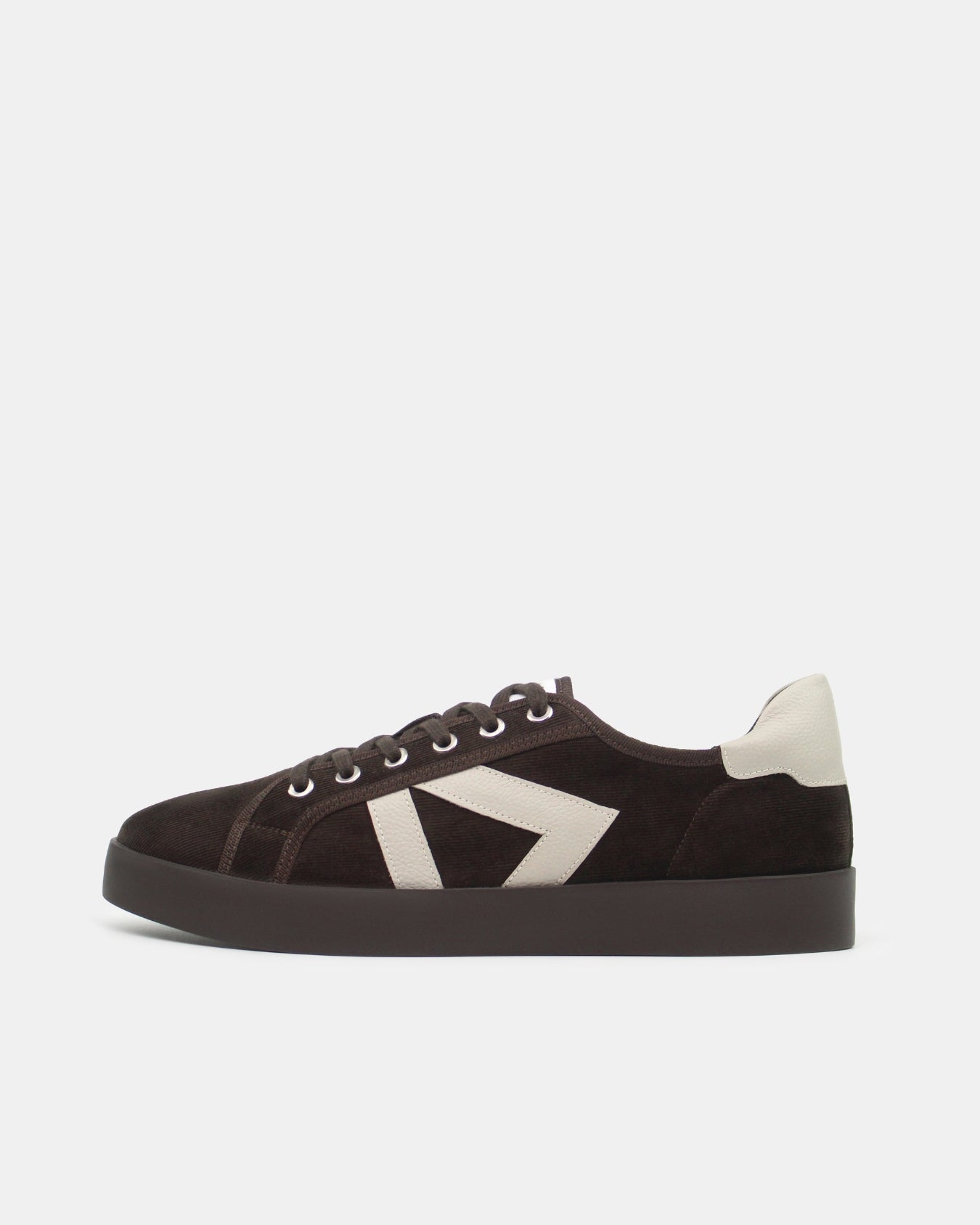 AW25 Limited Edition Helios Low Top Trainers - Chocolate Corduroy & Stone Pebbled Leather