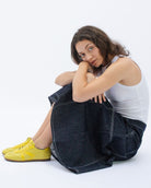 Iris Low Top Trainers - Lemon Yellow Pebbled Leather