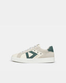 Nyx 01 Low Top Trainers - Pale Taupe Suede & Teal Green Nubuck Leather