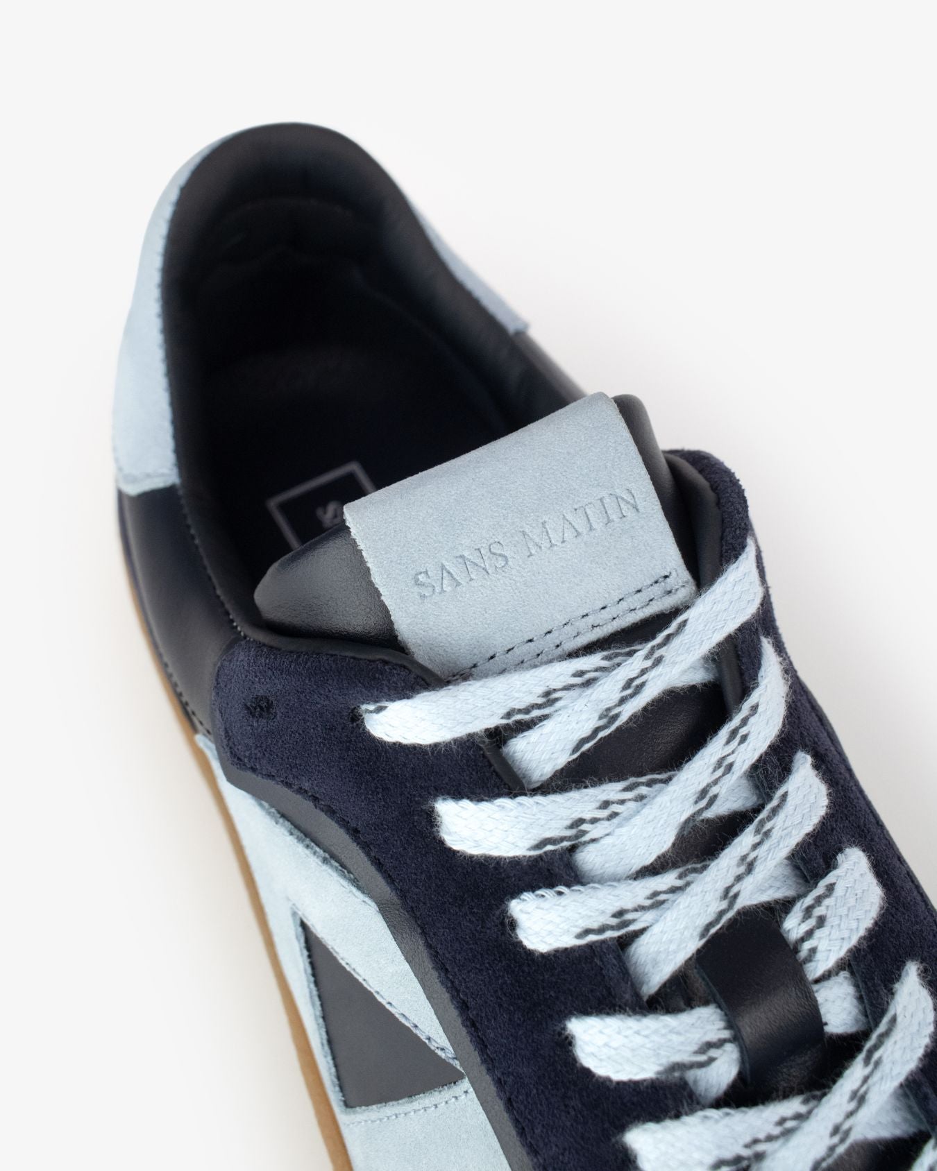 Hera Low Top Trainers - Navy Blue Leather, Suede & Sky Blue Nubuck Leather