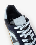 Hera Low Top Trainers - Navy Blue Leather, Suede & Sky Blue Nubuck Leather