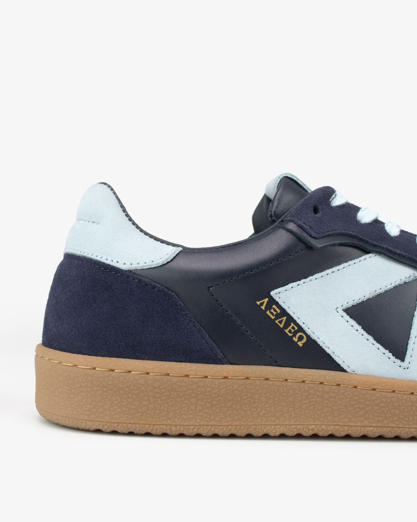 Hera Low Top Trainers - Navy Blue Leather, Suede & Sky Blue Nubuck Leather