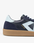 Hera Low Top Trainers - Navy Blue Leather, Suede & Sky Blue Nubuck Leather