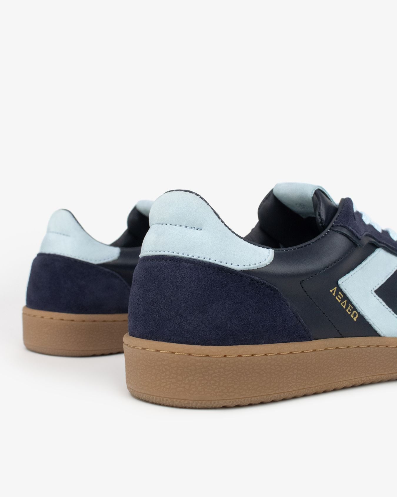 Hera Low Top Trainers - Navy Blue Leather, Suede & Sky Blue Nubuck Leather