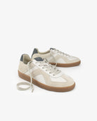 Leto Low Top Trainers - Stone Leather, Suede & Denim Blue Nubuck Leather