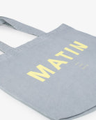 Sans Matin Tote Bag - Sky Blue Recycled Cotton & Butter Yellow Print