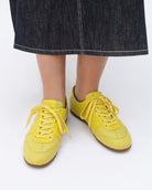 Iris Low Top Trainers - Lemon Yellow Pebbled Leather