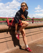 Hera Low Top Trainers - Scarlet Red Leather & Suede