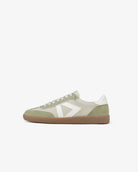 Hera Low Top Trainers - Taupe Leather, Olive Green Suede & Stone Leather