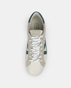 Nyx 01 Low Top Trainers - Pale Taupe Suede & Teal Green Nubuck Leather