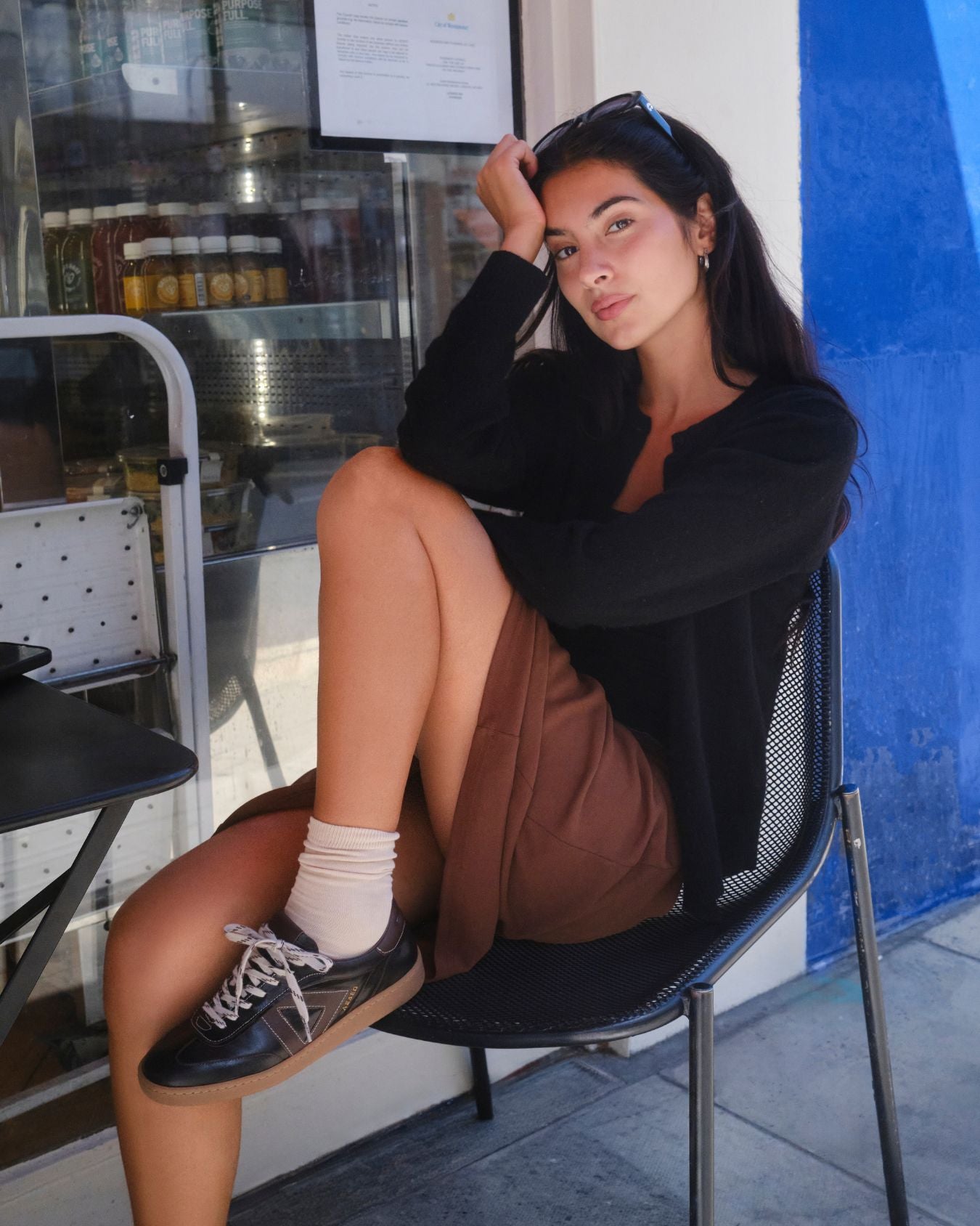 Hera Low Top Trainers - Patent Chocolate Brown Leather
