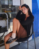 Hera Low Top Trainers - Patent Chocolate Brown Leather