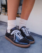 Hera Low Top Trainers - Patent Chocolate Brown Leather