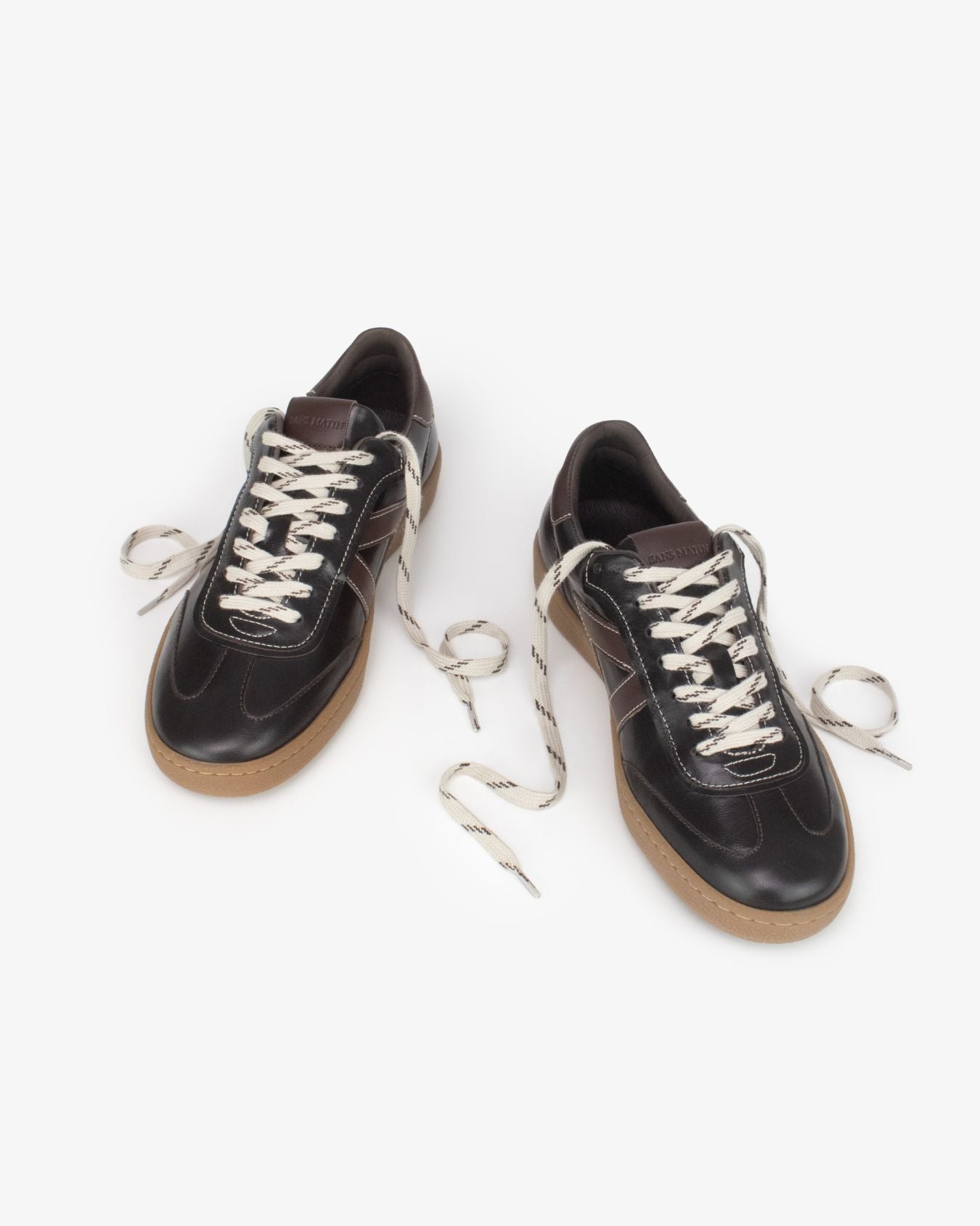 Hera Low Top Trainers - Patent Chocolate Brown Leather