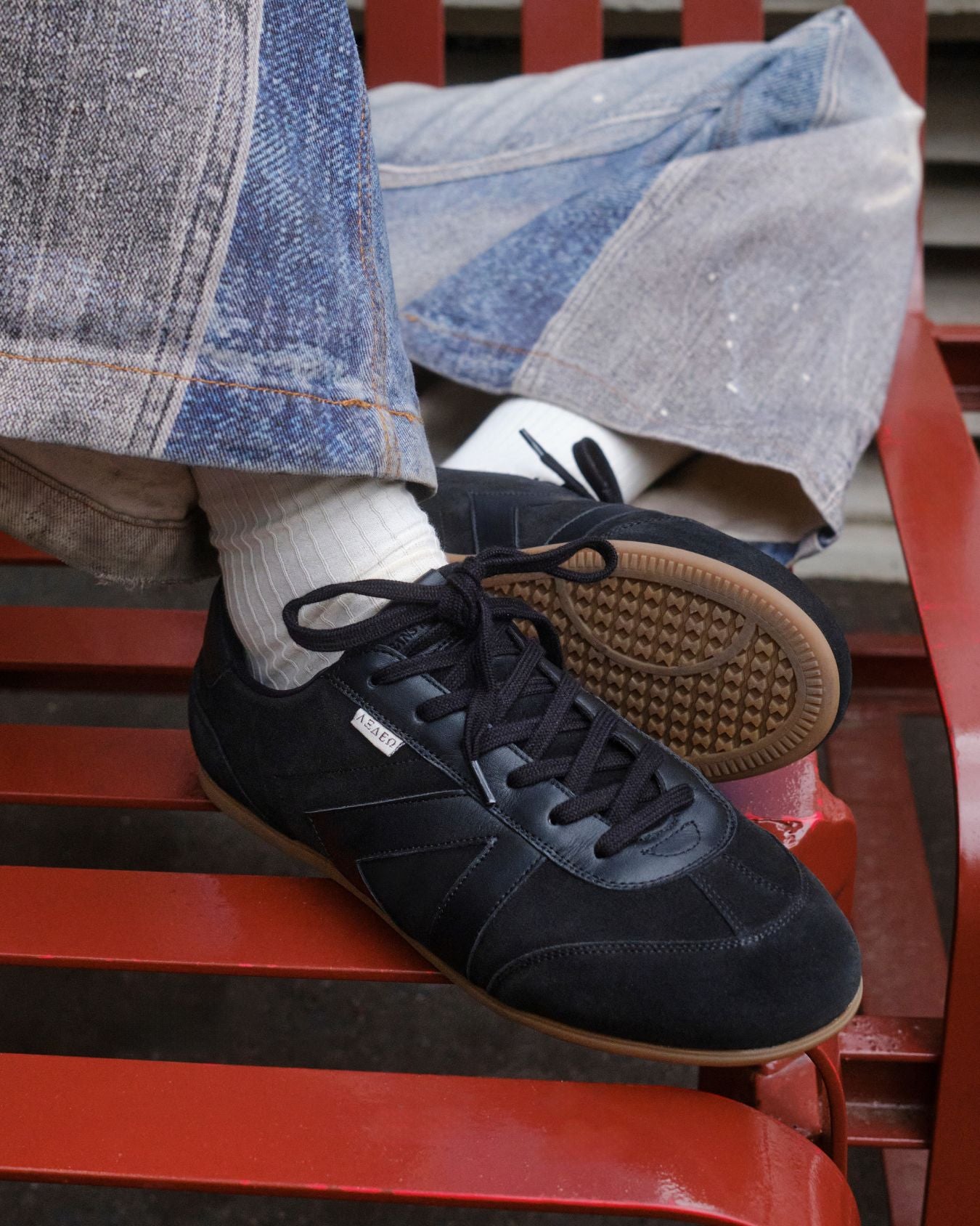 Iris Low Top Trainers - Black Suede & Leather