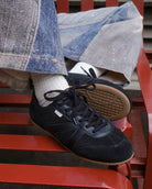 Iris Low Top Trainers - Black Suede & Leather