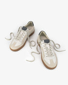 Leto Low Top Trainers - Stone Leather, Suede & Denim Blue Nubuck Leather