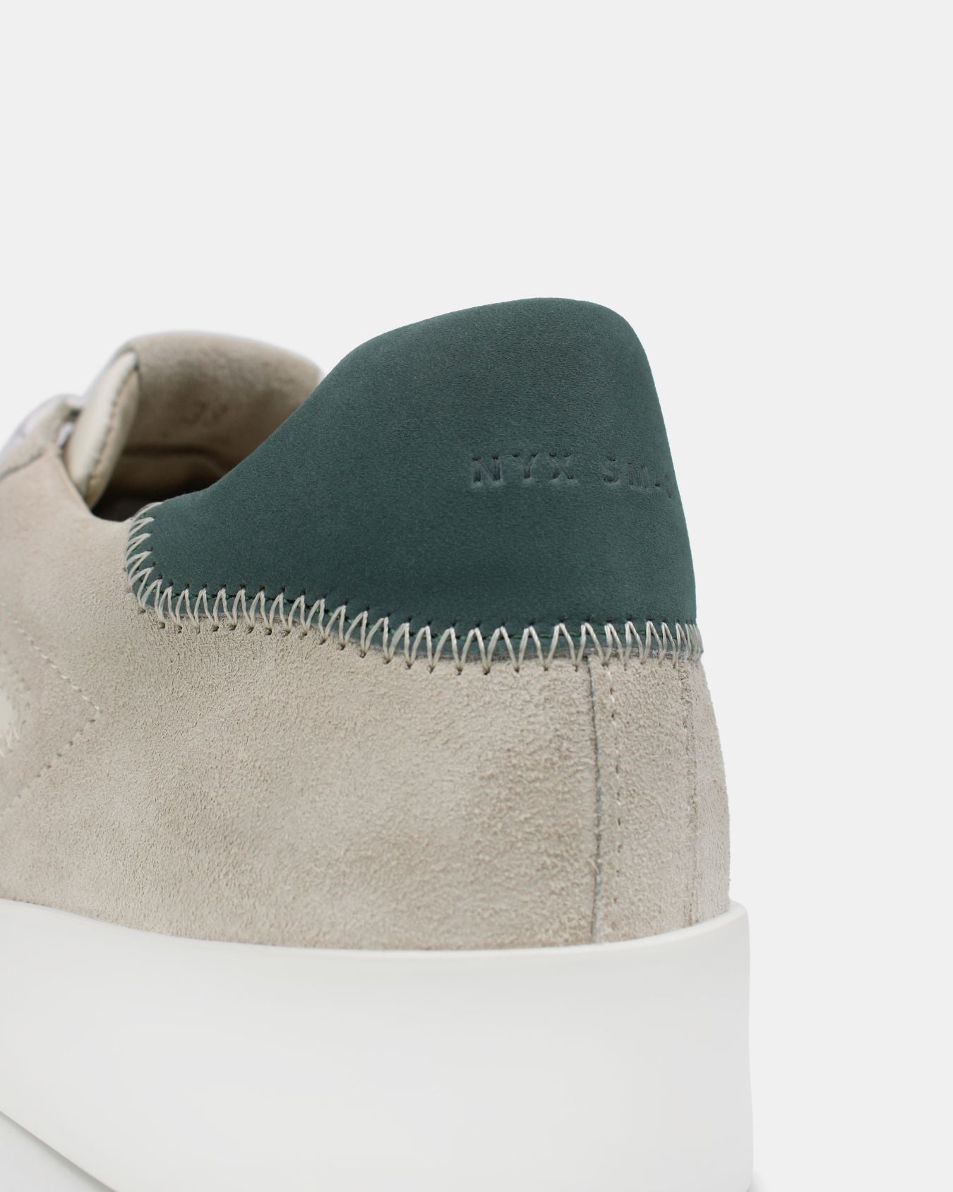 Nyx 01 Low Top Trainers - Pale Taupe Suede & Teal Green Nubuck Leather