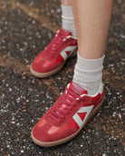 Hera Low Top Trainers - Scarlet Red Leather & Suede