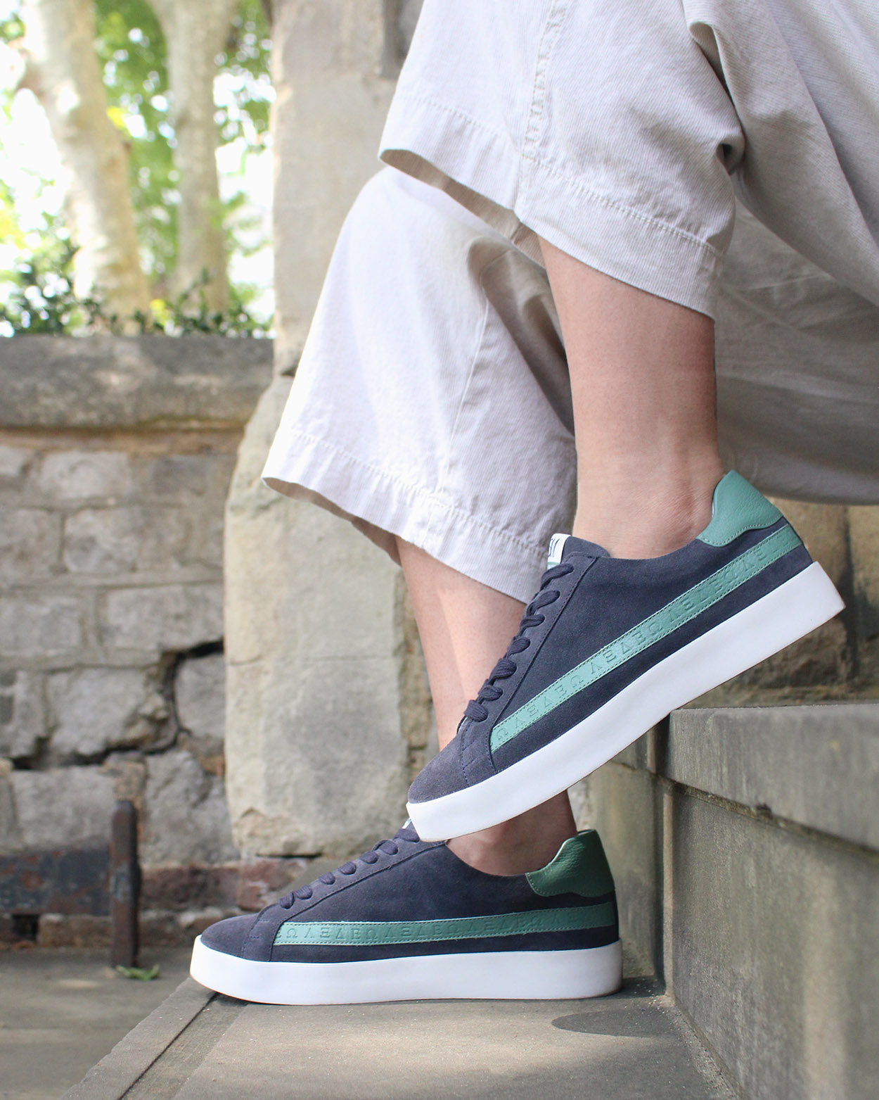 Olympus - Indigo-Denim Blue Suede & Sea Green Leather