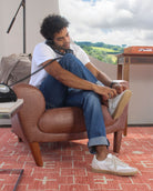 Hera Low Top Trainers - White Leather & Taupe Suede