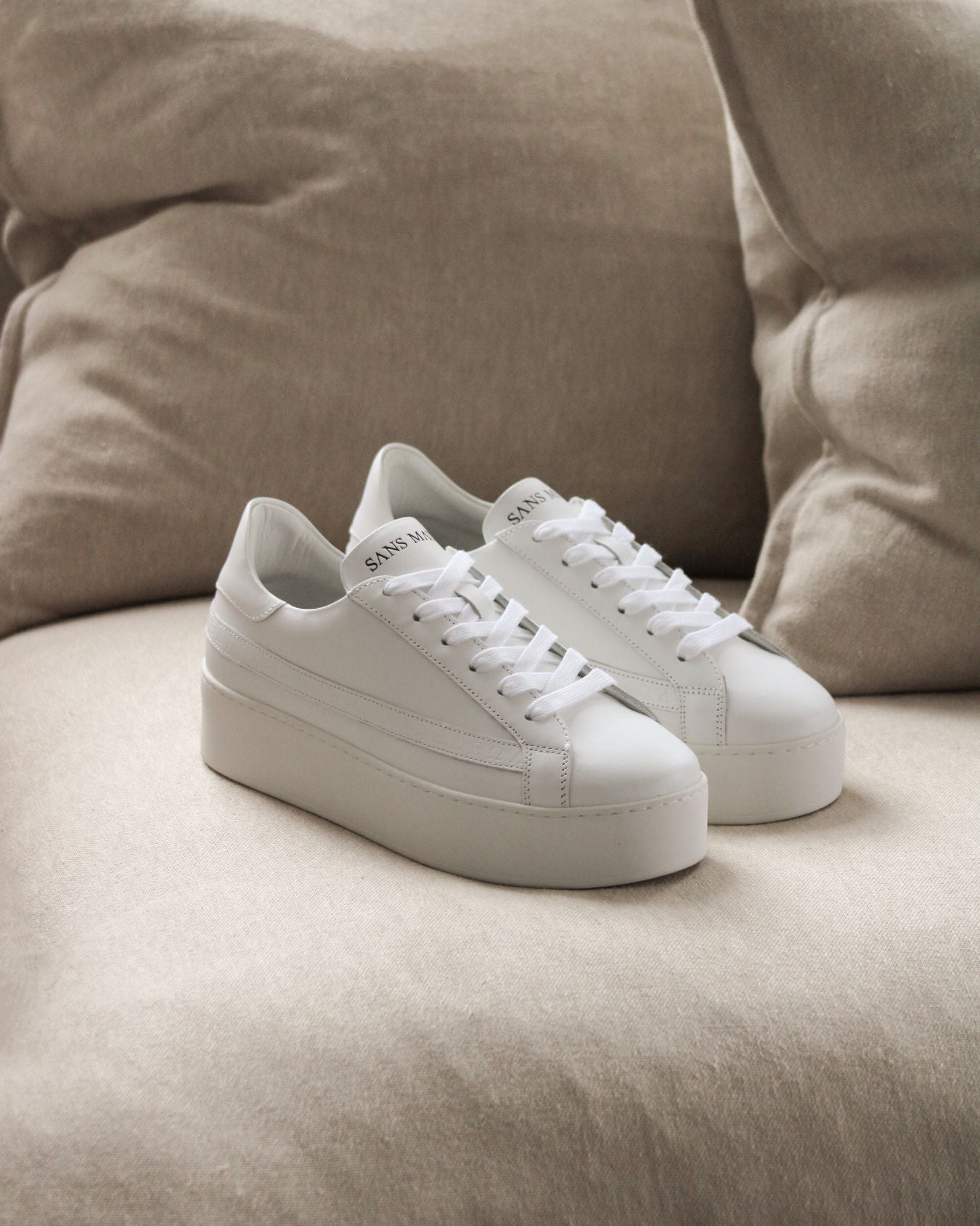 Gaia Platform Trainers - White Leather