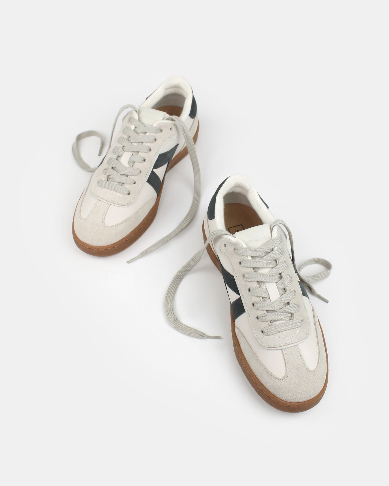Hera Low Top Trainers - Stone Leather & Denim Blue Nubuck Leather