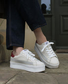 AW25 Limited Edition Gaia Platform Trainers - Stone, Red & Grey Leather