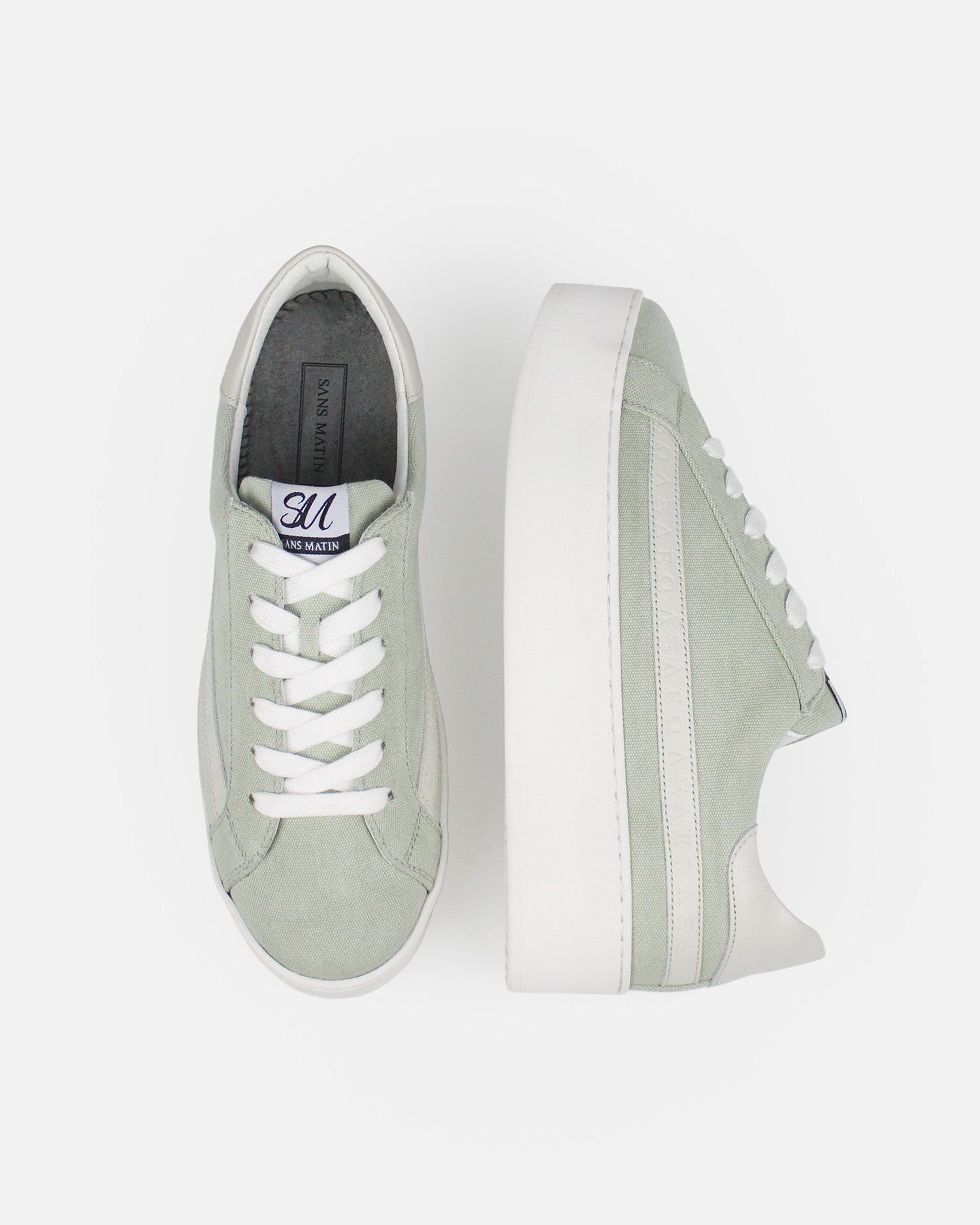 Gaia - Sage Green Canvas & Stone Leather