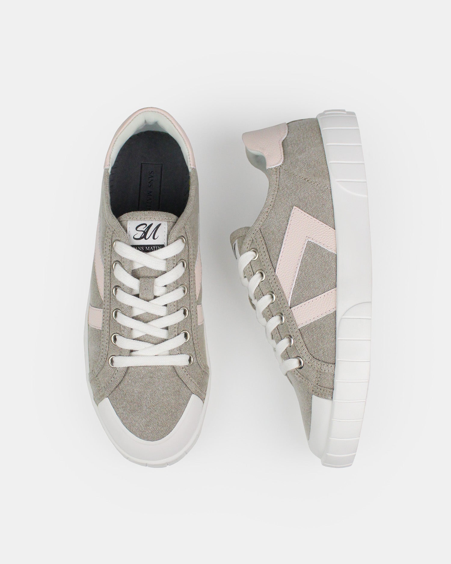 Helios - Mushroom Canvas & Pale Pink Leather
