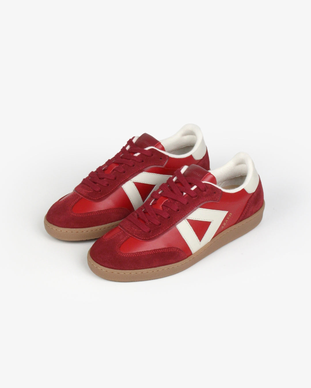 Hera Low Top Trainers - Scarlet Red Leather & Suede