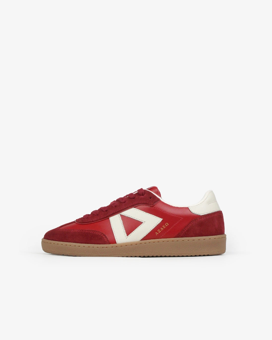 Hera Low Top Trainers - Scarlet Red Leather & Suede